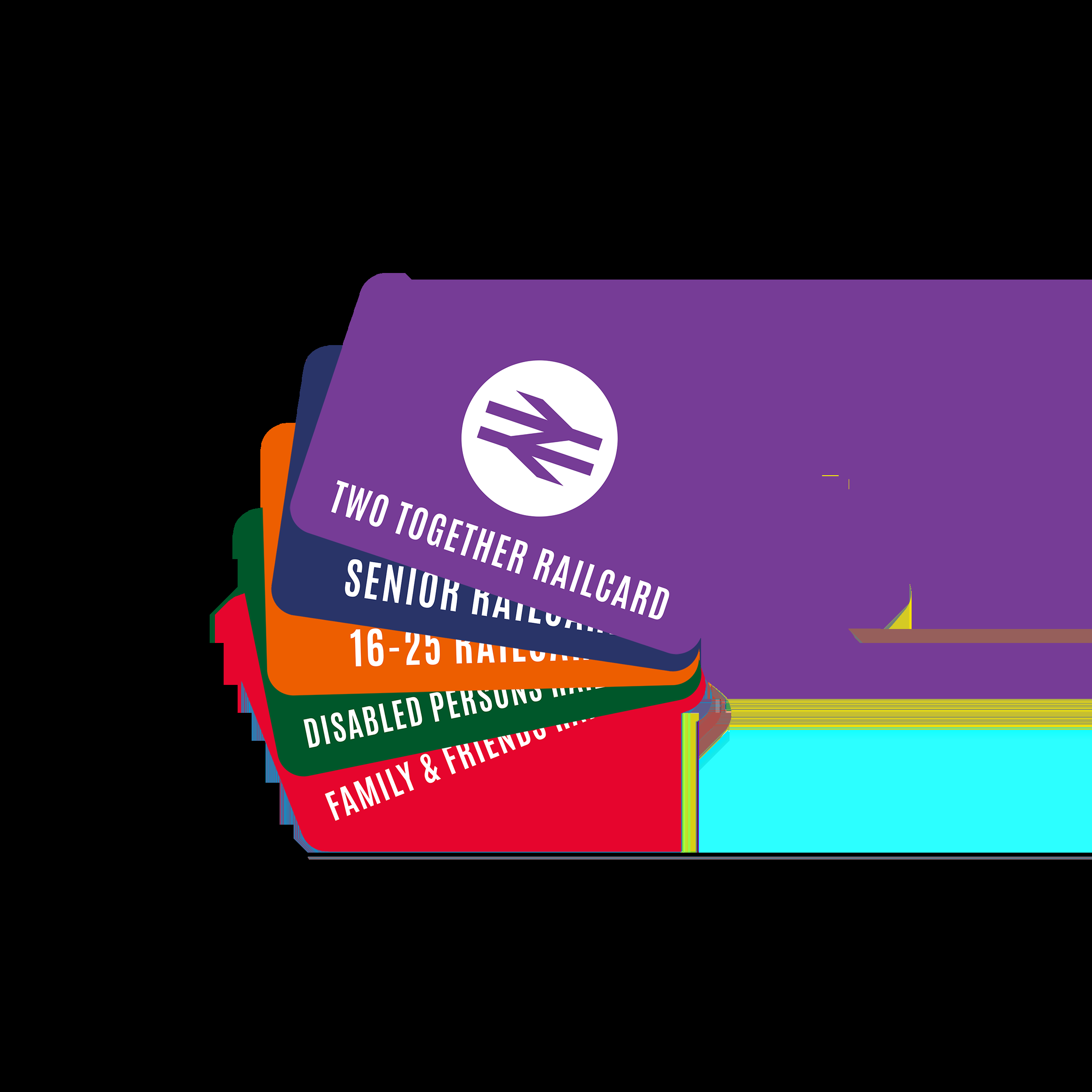 Selection of coloured railcards