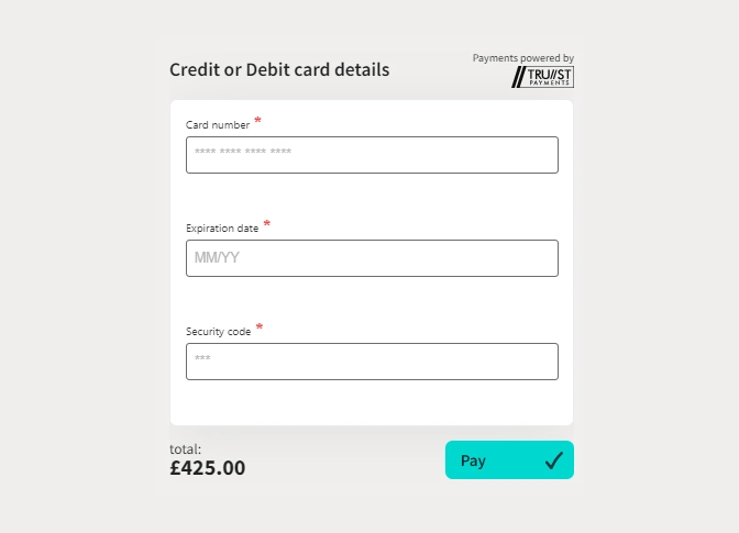 Screengrab showing Credit Card details page
