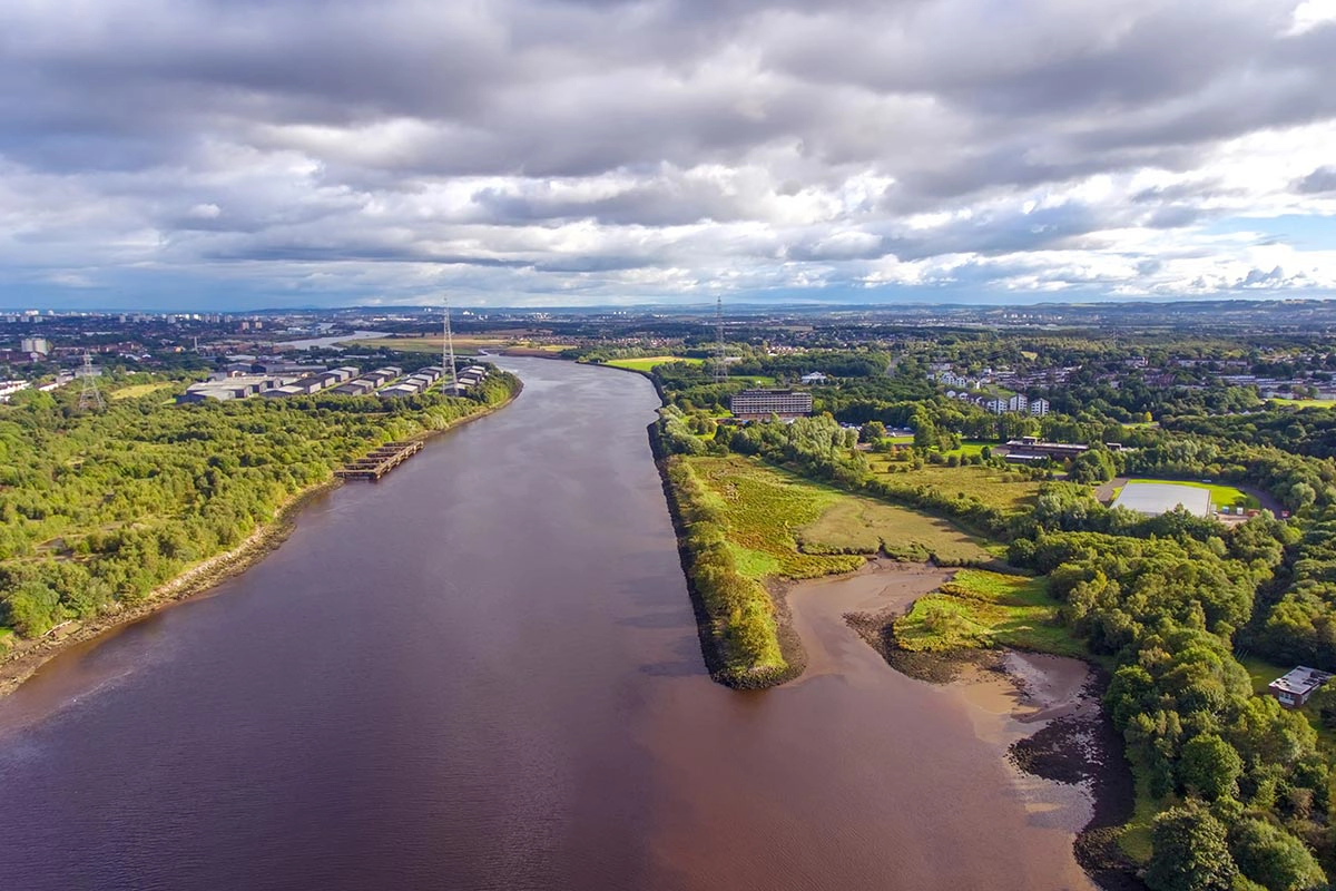 Aerial view of Dalmuir and River Clyde