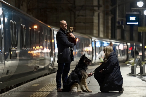 L to R, Gary Phillips from Thornliebank with Rolo (Jack Chi, 3 yrs) and Deborah Lang from Bella + Duke with Otis (German Shepard, 4yrs)