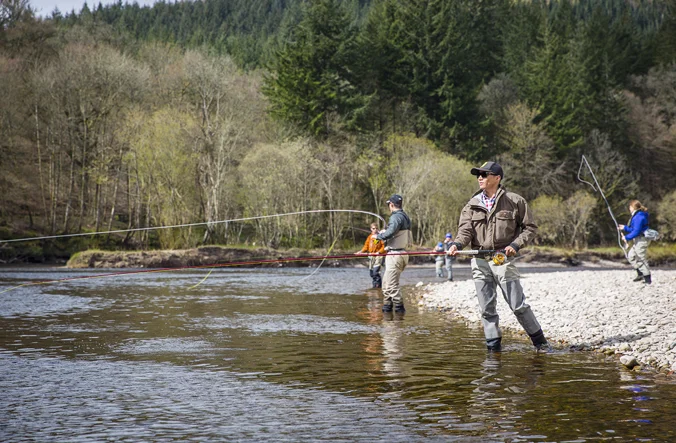 People Salmon fishing on River Tay