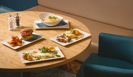 Circular Table with a selection of main dishes.