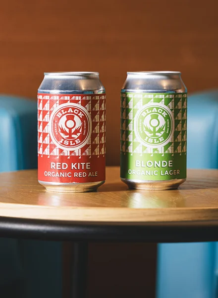 Two cans of Black Isle beers.